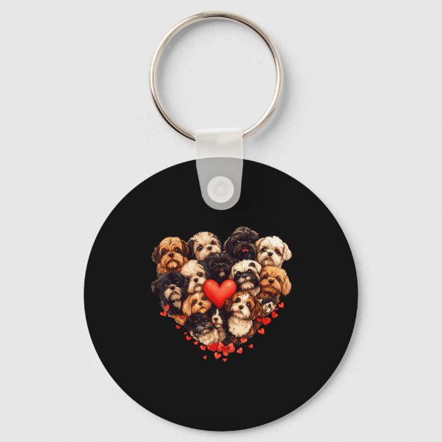 Porte-clés Shih Tzu Heart-shaped Cute Shih Tzu Valentines Day (Recto)
