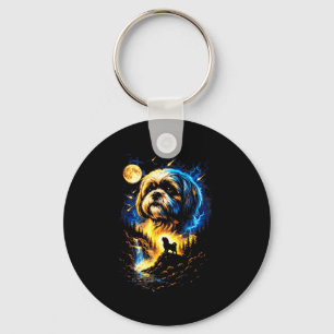 Porte-clés Shih tzu hurlant à la lune vintage 90 drôle de chi