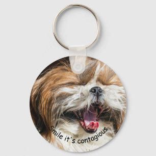 Porte-clés Shih tzu yawning laughing smile text customize
