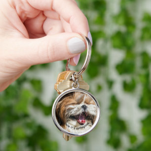 Porte-clés Shih tzu yawning laughing smile text customize
