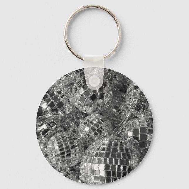Porte-clés Shiny Disco Ball Ornaments Black and White Photo (Recto)