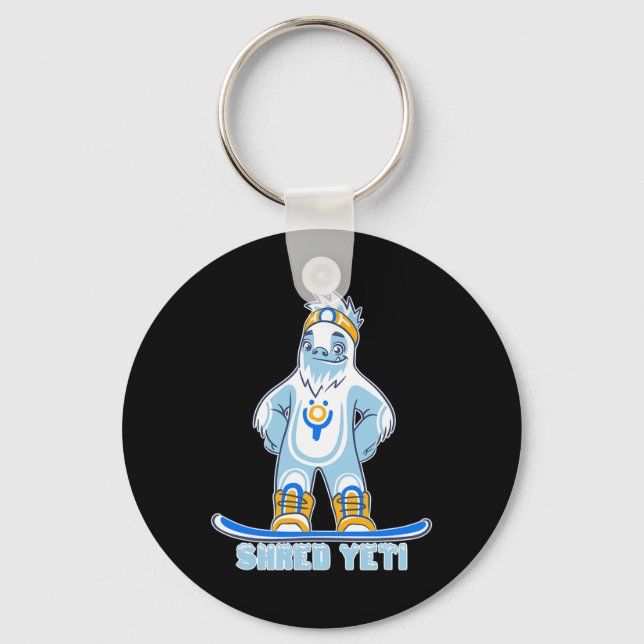 Porte-clés Shred Yeti - Fun Yeti Bigfoot Sasquatch Snowboardi (Recto)