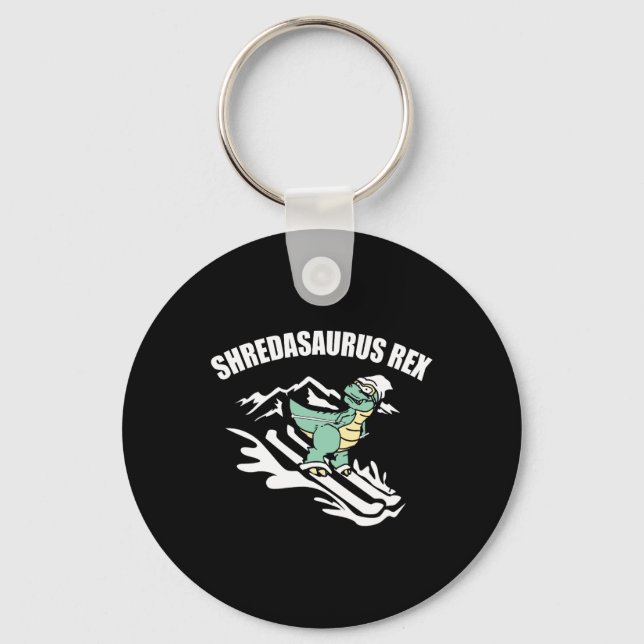 Porte-clés Shredasaurus Rex Ski Dinosaur Enfants Drôle Cadeau (Recto)
