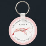 Porte-clés Shrimp Boil | Seafood Themed<br><div class="desc">Personalized pink shrimp themed keychain gifts for your next Shrimp Boil or seafood event.  It features a watercolor styled illustration of a pink shrimp. Surrounding this are spots for your unique event information.</div>