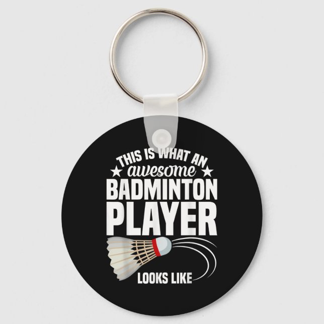 Porte-clés Shuttle Badminton Match Awesome Joueur Badminton (Recto)