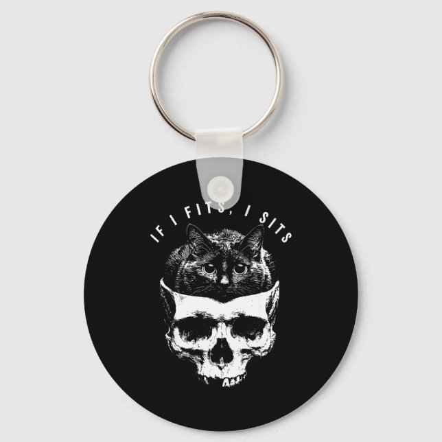 Porte-clés Si ça va assis crâne de chat noir humour noir goth (Recto)