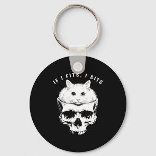 Porte-clés Si ça va je m'assois crâne de chat noir gothique h