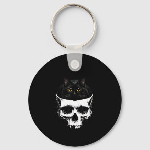 Porte-clés Si ça va je m'assois crâne de chat noir humour noi