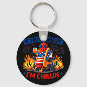 Porte-clés Si humour drôle de hot dog bbq grillin chillin