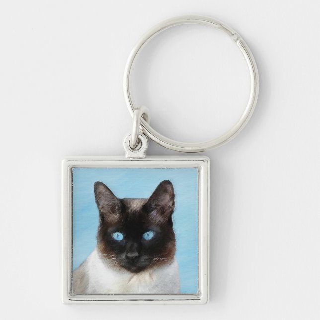 Porte-clés Siamese Cat Painting - Cute Original Cat Art (Devant)