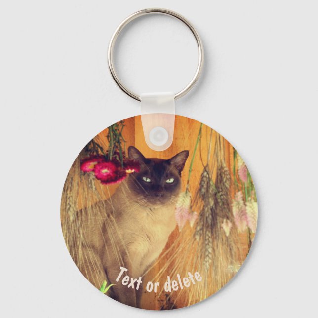 Porte-clés Siamese Cat Posing Personalized (Recto)