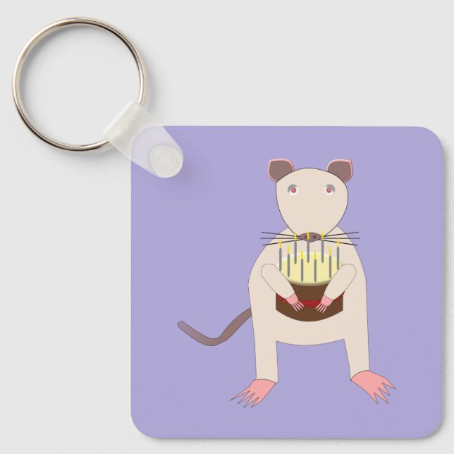 Porte-clés Siamese Rat with Birthday Cake Custom (Recto)