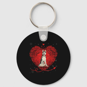 Porte-clés Siberian Husky Heart Love   Funny Valentin