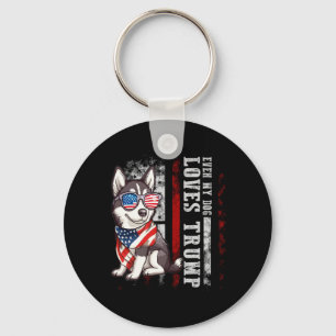 Porte-clés Siberian Husky Même Mon Chien Aime Trump Drôle