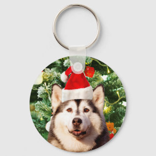 Porte-clés Sibérie Husky Arbre de Noël Ornements Snowman