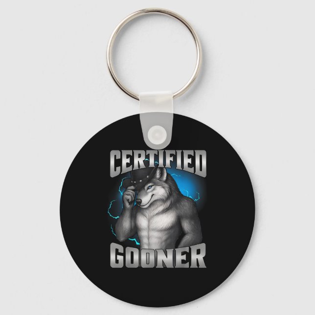 Porte-clés Sigma Loup Cringe Drôle Certifié Gooner  (Recto)