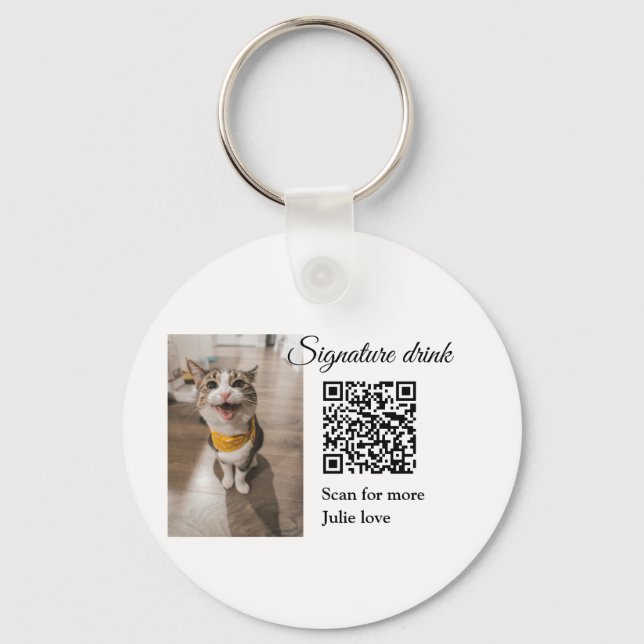 Porte-clés Signature boisson scanner QR code ajouter le nom d (Recto)
