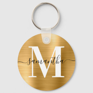 Porte-clés Signature moderne Monogramme Gold Foil