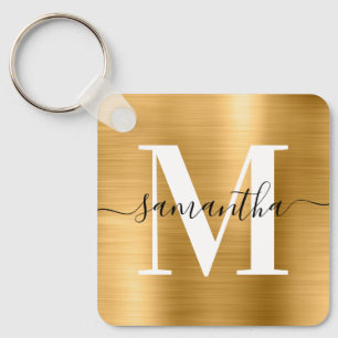 Porte-clés Signature moderne Monogramme Gold Foil