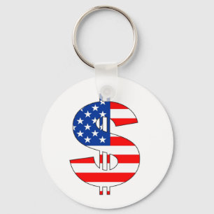 Porte-clés signe d'argent de symbole du dollar des Etats-Unis