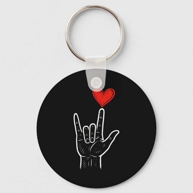 Porte-clés Signe de la main de l'amour Asl Saint-Valentin Hom (Recto)
