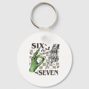Porte-clés Signe de la main de squelette Six Sept Meme Hallow