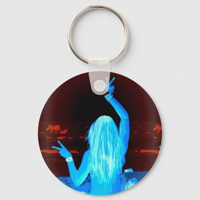 Porte-clés signe de paix bleu hippie (Recto)