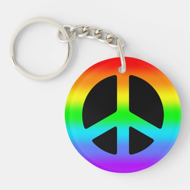 Porte-clés Signe de paix d'arc-en-ciel (Devant)