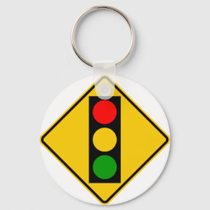 Porte-clés Signe de route de feu de signalisation en avant