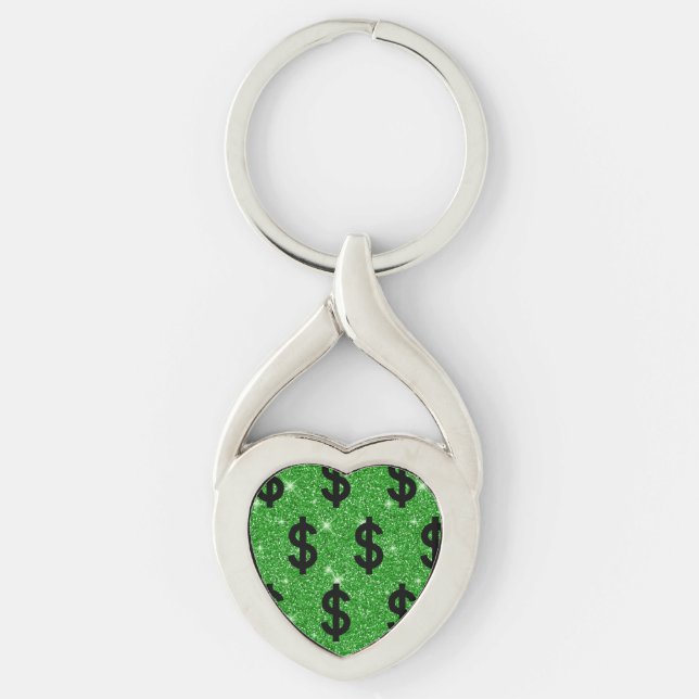 Porte-clés Signe dollar noir argent entrepreneur Wall Street (Devant)