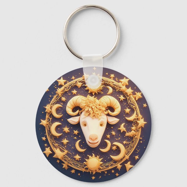 Porte-clés Signe du zodiaque Bélier en or (Recto)