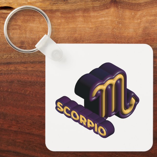 Porte-clés Signe du zodiaque Scorpion et conception de texte (Recto)
