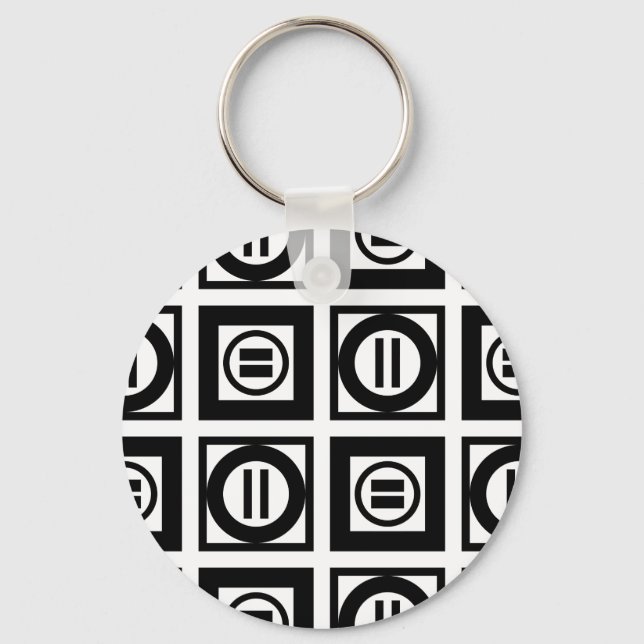 Porte-clés SIGNE Géométrique Noir et Blanc Motif (Recto)