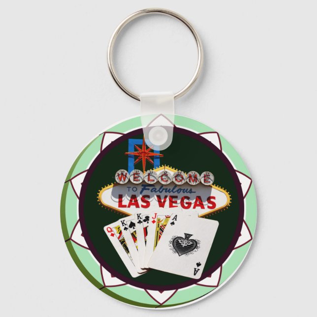 Porte-clés Signe Las Vegas & Cartes Poker Chip (Recto)