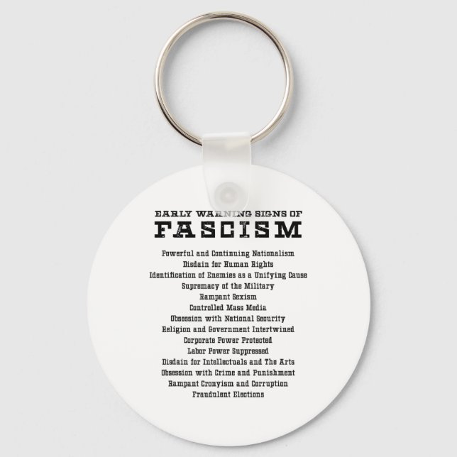 Porte-clés Signes D'Alerte Rapide D'Un Activiste Fasciste Rés (Recto)