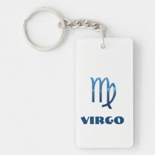Porte-clés Signes Zodiaques De Virgo Bleu Sur Blanc
