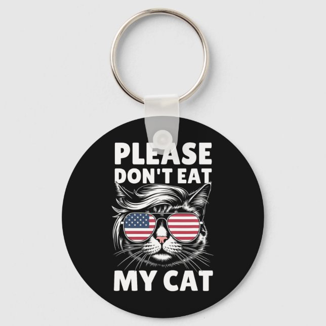 Porte-clés S'il vous plaît ne mangez pas mon chat Funny étran (Recto)