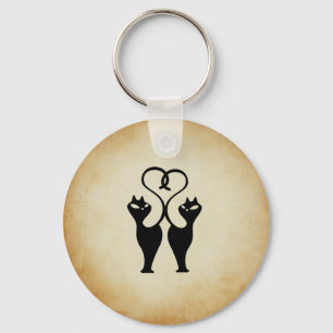 Porte-clés Silhouette à deux chats