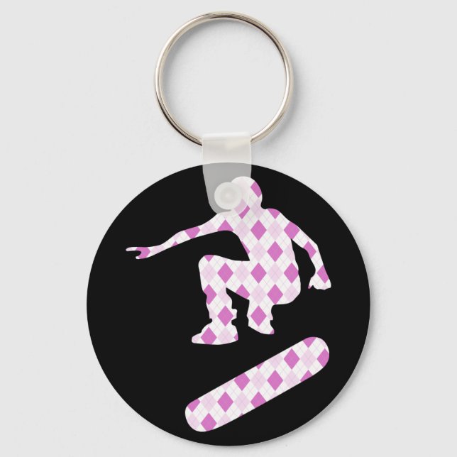 Porte-clés silhouette argyle de skateboard (Recto)