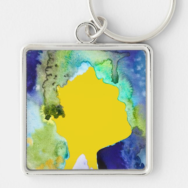 Porte-clés Silhouette art abstract watercolor (Devant)
