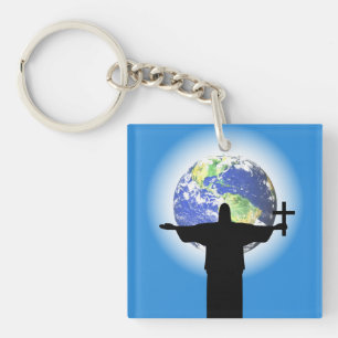 Porte-clés Silhouette avec une croix