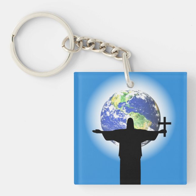 Porte-clés Silhouette avec une croix (Devant)