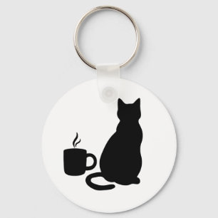 Porte-clés Silhouette Catful Coffee Art DesignK eychain