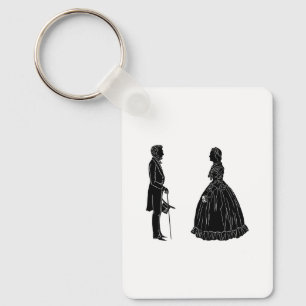 Porte-clés silhouette d'abraham lincoln et de mary todd linco