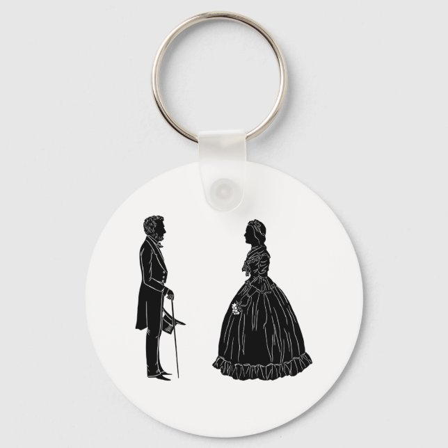Porte-clés silhouette d'abraham lincoln et de mary todd linco (Recto)