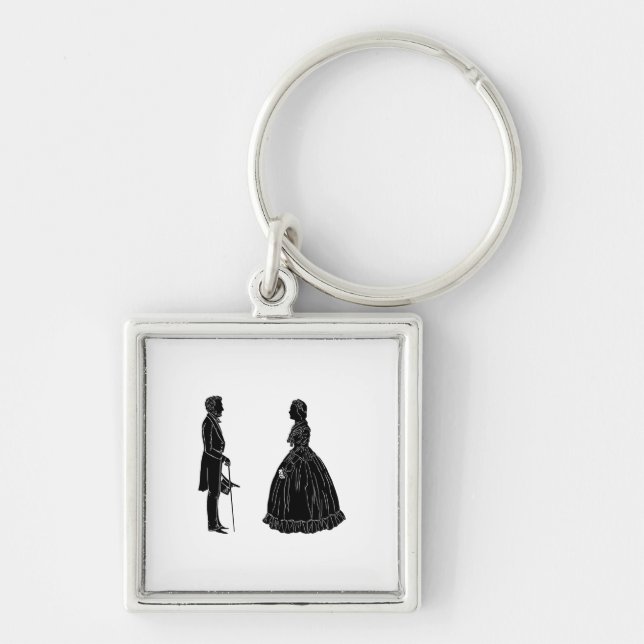 Porte-clés silhouette d'abraham lincoln et de mary todd linco (Devant)