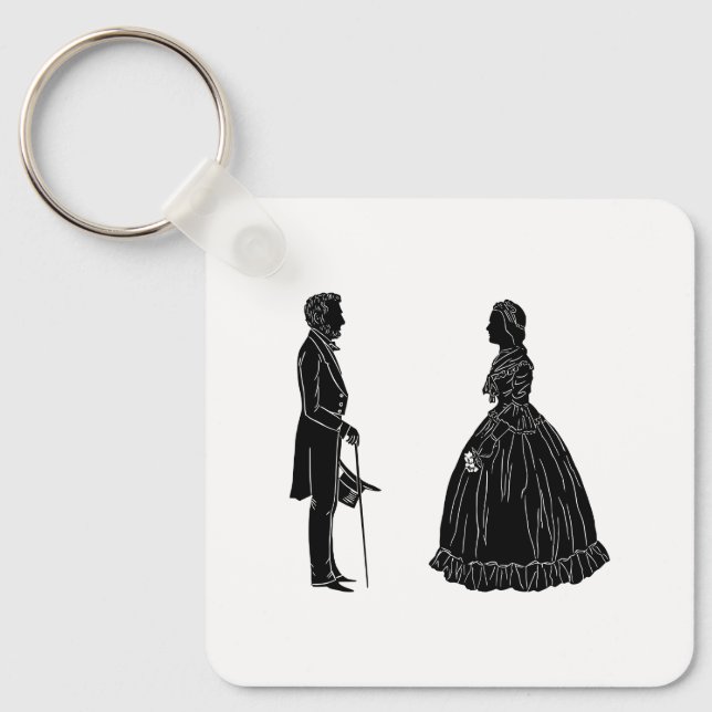 Porte-clés silhouette d'abraham lincoln mary todd lincoln (Recto)