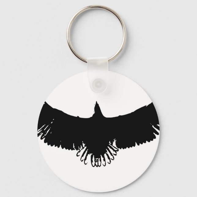 Porte-clés Silhouette d'aigle noir et blanc (Recto)