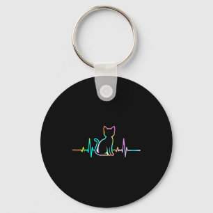 Porte-clés Silhouette d'animal amateur de chat avec un battem