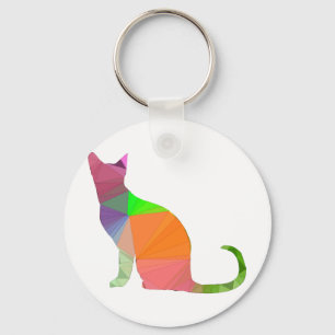 Porte-clés Silhouette de chat en Low Poly